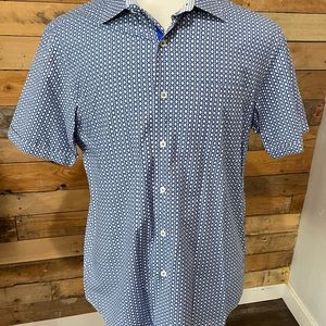 Bugatchi Short Sleeve Button Down Geo Print